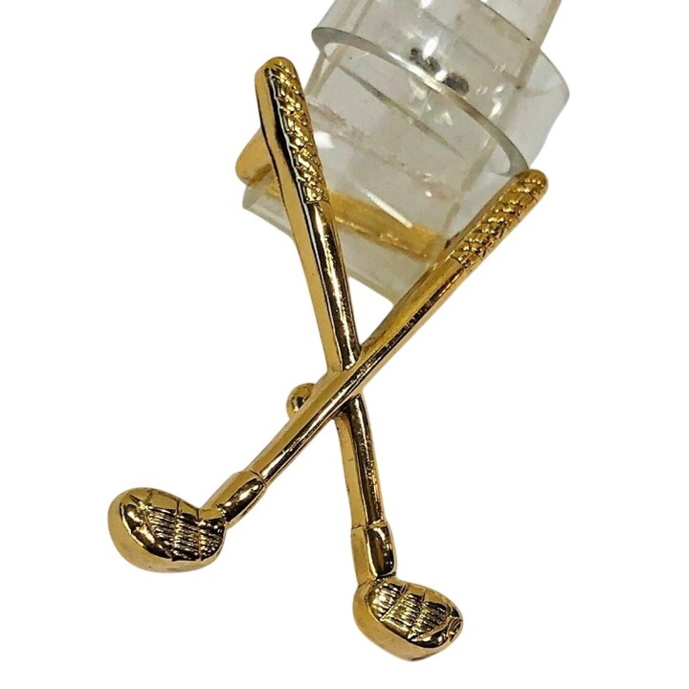 Vintage Golfers Transparent Belt Gold Crossed Clubs Buckle Studded Womens M